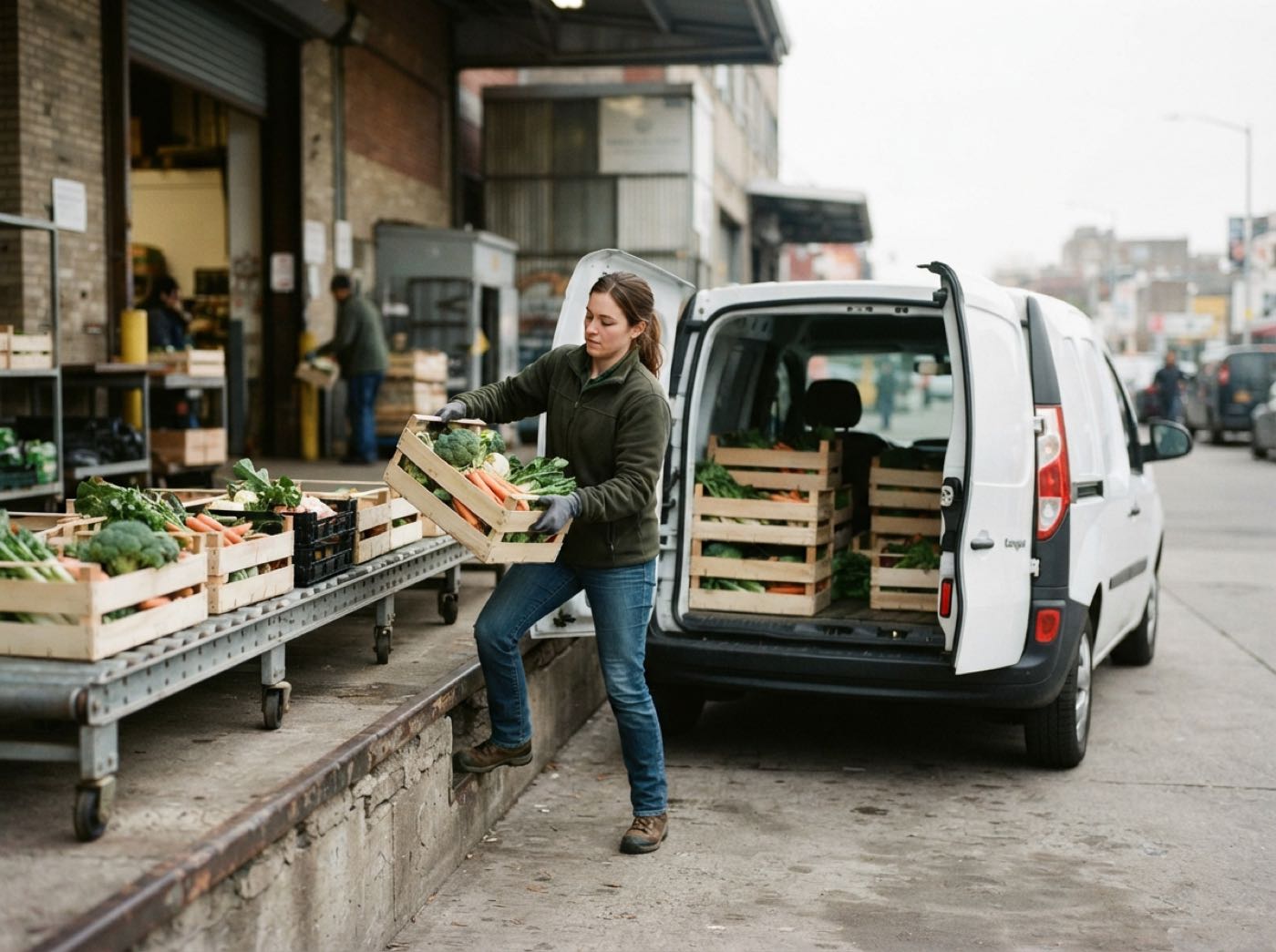 Loading rescued produce